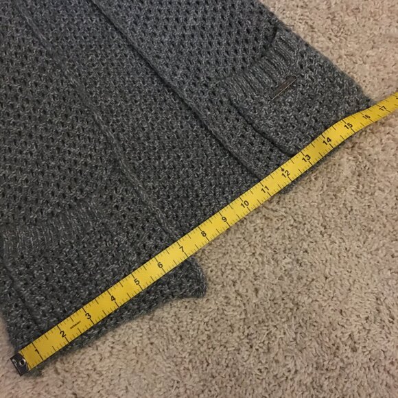 Sakura Wool Blend Buttoned High Collar Grey Knit Cardigan - Picture 14 of 16